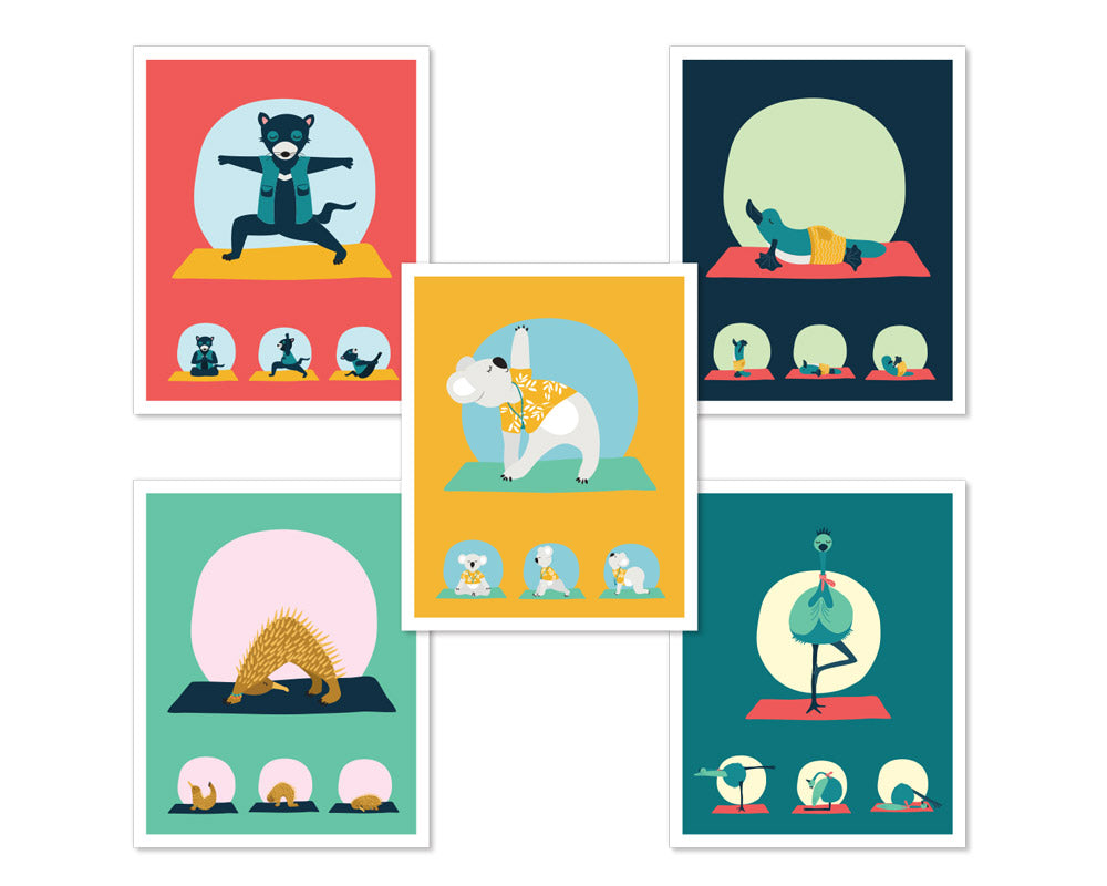 RGYM 4 yoga poses (Set of 5 Prints) - Digital